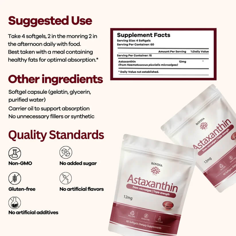 Rovina Astaxanthin - Nature’s Most Powerful Antioxidant for Whole Body Support & Cellular Protection